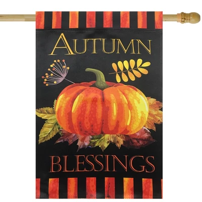 Northlight Autumn Blessings And Pumpkin Outdoor House Flag 40" X 28" 3 Northlight Autumn Blessings And Pumpkin Outdoor House Flag 40" X 28"