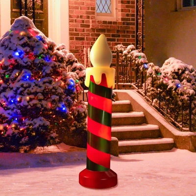 Northlight Lighted Striped Candle Blow Mold Outdoor Christmas Decoration - 40" 3 Northlight Lighted Striped Candle Blow Mold Outdoor Christmas Decoration - 40"
