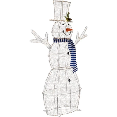 Northlight 48" LED Lighted Silver Mesh Snowman Outdoor Twinkling Christmas Decoration 6 Northlight 48" LED Lighted Silver Mesh Snowman Outdoor Twinkling Christmas Decoration - Image 4