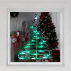 Northlight LED Lighted Christmas Tree Window Silhouette Decoration - 12.5" - Green Lights -Northlight GUEST 0720ad52 a0e3 418f b6b4 266d1060f875