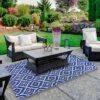 Northlight 4' X 6' Blue And White Geometric Rectangular Outdoor Area Rug