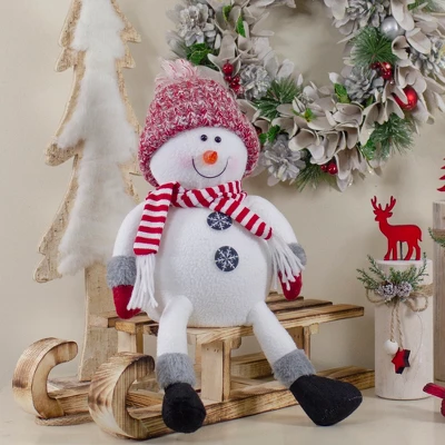 Northlight Sitting Winter Snowman Christmas Decoration - 16" - Red And White 3 Northlight Sitting Winter Snowman Christmas Decoration - 16" - Red And White