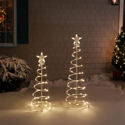 Northlight LED Lighted Spiral Outdoor Christmas Trees - 3' And 4' - Warm White Lights - Set Of 2 4 Northlight LED Lighted Spiral Outdoor Christmas Trees - 3' And 4' - Warm White Lights - Set Of 2 - Image 2