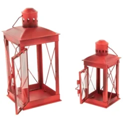 Northlight 24 Northlight Set Of 2 Antique Red Mission Style Candle Lanterns 12.25"