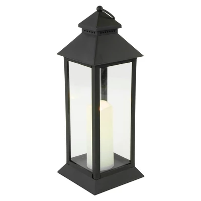 Northlight 15" LED Battery Operated Black Lantern With Flameless Candle 3 Northlight 15" LED Battery Operated Black Lantern With Flameless Candle