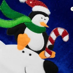 Northlight 24" Large Penguin And Bear Blue Velveteen Christmas Stocking With White Cuff -Northlight GUEST 1891e86b 1bd5 4c39 9e87 b7cb5388f187