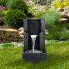 Northlight 23.5" Black And Gray Modern Lighted Three-tier Outdoor Garden Water Fountain -Northlight GUEST 1b007050 fb88 4825 ada9 c85785710959