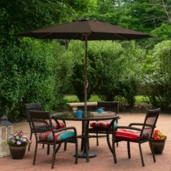 Northlight 9' Octagon Outdoor Patio Market Umbrella With Hand Crank And Tilt - Brown/Black
