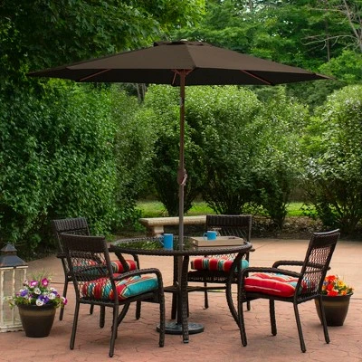 Northlight 9' Octagon Outdoor Patio Market Umbrella With Hand Crank And Tilt - Brown/Black 3 Northlight 9' Octagon Outdoor Patio Market Umbrella With Hand Crank And Tilt - Brown/Black