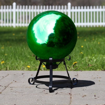 Northlight 10" Emerald Green Shiny Outdoor Garden Gazing Ball 4 Northlight 10" Emerald Green Shiny Outdoor Garden Gazing Ball - Image 2
