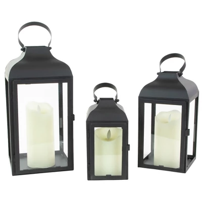 Northlight Set Of 3 Black Traditional Style Candle Lanterns 12.75" 4 Northlight Set Of 3 Black Traditional Style Candle Lanterns 12.75" - Image 2