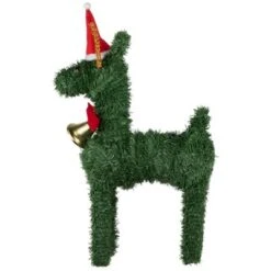 Northlight Reindeer With Santa Hat, Bell And Bow Artificial Pine Christmas Decoration - 16" -Northlight GUEST 1f1fc3f1 d304 4ae7 9925 c568a0b573c5