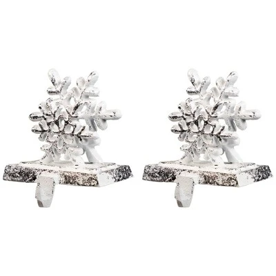 Northlight Double Snowflake Christmas Stocking Holders - 4.75" - Silver - Set Of 2 6 Northlight Double Snowflake Christmas Stocking Holders - 4.75" - Silver - Set Of 2 - Image 4
