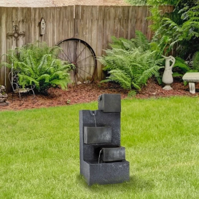 Northlight 19" Gray LED Lighted 5-Tier Rainfall Outdoor Water Fountain 3 Northlight 19" Gray LED Lighted 5-Tier Rainfall Outdoor Water Fountain