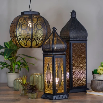 Northlight 30.5" Black And Gold Moroccan Style Lantern Floor Lamp 3 Northlight 30.5" Black And Gold Moroccan Style Lantern Floor Lamp