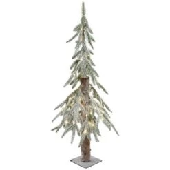 Northlight Pre-Lit Flocked Battery Operated Alpine Artificial Christmas Tree - 3' - Clear LED Lights -Northlight GUEST 24f4468d d7ae 4cee a872 c5328a84b8e6