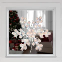 Northlight 12" Lighted Holographic Snowflake Christmas Window Decoration