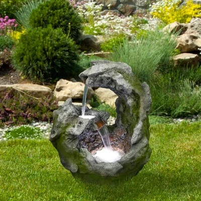 Northlight 32" Lighted Rock Waterfall Outdoor Garden Water Fountain 2 Northlight 32" Lighted Rock Waterfall Outdoor Garden Water Fountain