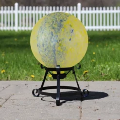 Northlight 10" Yellow And Blue Reflective Speckled Glass Outdoor Garden Gazing Ball