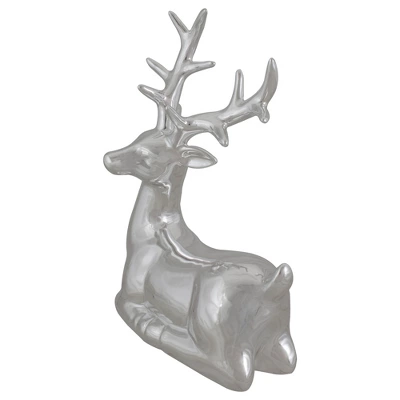 Northlight Shiny Ceramic Sitting Reindeer Christmas Decoration - 10" - Silver 4 Northlight Shiny Ceramic Sitting Reindeer Christmas Decoration - 10" - Silver - Image 2
