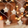 Northlight 10 B/O LED Warm White Clear Star And Yarn Christmas Lights - 4.5' Clear Wire
