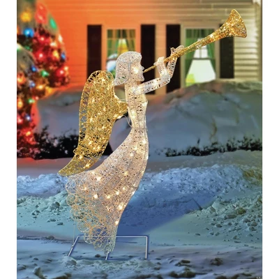 Northlight Lighted Glittered Trumpeting Angel Outdoor Christmas Decoration - 48" - Clear Lights 10 Northlight Lighted Glittered Trumpeting Angel Outdoor Christmas Decoration - 48" - Clear Lights - Image 8