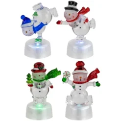 Northlight 31 Northlight LED Lighted Color Changing Snowmen Acrylic Christmas Decorations - 4.25" - Set Of 4