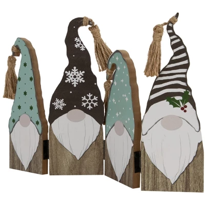 Northlight Wooden Gnomes Hinged Christmas Decoration - 10.75" 4 Northlight Wooden Gnomes Hinged Christmas Decoration - 10.75" - Image 2