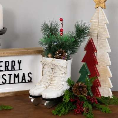 Northlight LED Lighted Ice Skates With Floral Arrangement Christmas Decoration - 12" 3 Northlight LED Lighted Ice Skates With Floral Arrangement Christmas Decoration - 12"