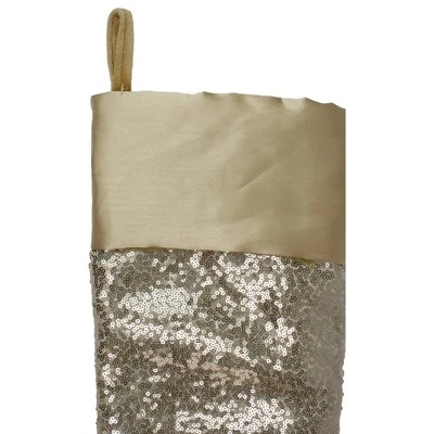 Northlight 22" Golden Metallic Sequined Christmas Stocking With Satin Cuff 4 Northlight 22" Golden Metallic Sequined Christmas Stocking With Satin Cuff - Image 2