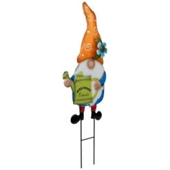 Northlight Welcome Friends Gnome Spring Outdoor Garden Stake - 22" - Orange -Northlight GUEST 364bc226 aac4 4d09 b630 efa37faf17d8