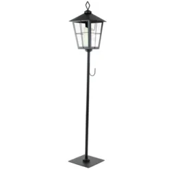 Northlight 43.75" Matte Black Candle Lantern With Wreath Holder