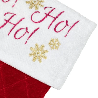 Northlight 19" Quilted Red Velvet HO! HO! HO! Embroidered Christmas Stocking 4 Northlight 19" Quilted Red Velvet HO! HO! HO! Embroidered Christmas Stocking - Image 2