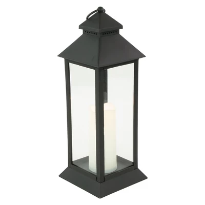 Northlight 15" LED Battery Operated Black Lantern With Flameless Candle 6 Northlight 15" LED Battery Operated Black Lantern With Flameless Candle - Image 4