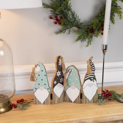 Northlight Wooden Gnomes Hinged Christmas Decoration - 10.75" 3 Northlight Wooden Gnomes Hinged Christmas Decoration - 10.75"