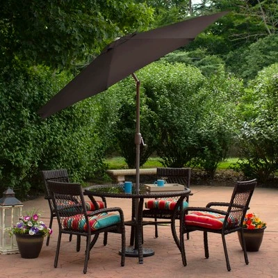 Northlight 9' Octagon Outdoor Patio Market Umbrella With Hand Crank And Tilt - Brown/Black 4 Northlight 9' Octagon Outdoor Patio Market Umbrella With Hand Crank And Tilt - Brown/Black - Image 2