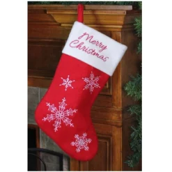 Northlight 16" Red And White Merry Christmas Snowflake Embroidered Christmas Stocking -Northlight GUEST 466b7429 1ea0 46ee 94ea f8b58cb9f196