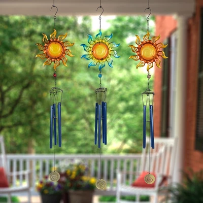 Northlight Shining Suns Outdoor Garden Windchimes - 31.5" - Set Of 3 3 Northlight Shining Suns Outdoor Garden Windchimes - 31.5" - Set Of 3