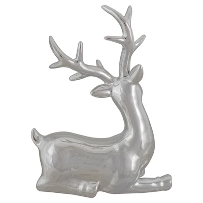 Northlight Shiny Ceramic Sitting Reindeer Christmas Decoration - 10" - Silver 5 Northlight Shiny Ceramic Sitting Reindeer Christmas Decoration - 10" - Silver - Image 3