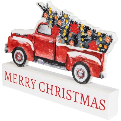 Northlight Pickup Truck Merry Christmas Wooden Decoration - 9" 5 Northlight Pickup Truck Merry Christmas Wooden Decoration - 9" - Image 3