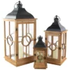 Northlight Set Of 3 Natural Wood Candle Lanterns With Black Metal Tops 26.5" 1 Northlight Set Of 3 Natural Wood Candle Lanterns With Black Metal Tops 26.5" -Northlight GUEST 4b37f662 6da2 4d39 a050 ef710a5046df