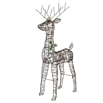 Northlight 45.5" LED Lighted Rattan Deer Outdoor Christmas Decoration 3 Northlight 45.5" LED Lighted Rattan Deer Outdoor Christmas Decoration