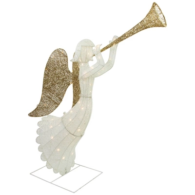 Northlight Lighted Glittered Trumpeting Angel Outdoor Christmas Decoration - 48" - Clear Lights 5 Northlight Lighted Glittered Trumpeting Angel Outdoor Christmas Decoration - 48" - Clear Lights - Image 3