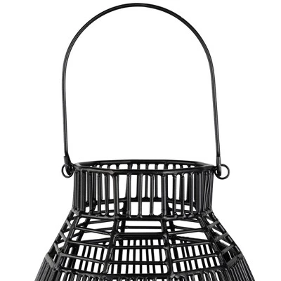 Northlight Medium Iron Geometric Hurricane Candle Lantern - 8.25" - Black 7 Northlight Medium Iron Geometric Hurricane Candle Lantern - 8.25" - Black - Image 5