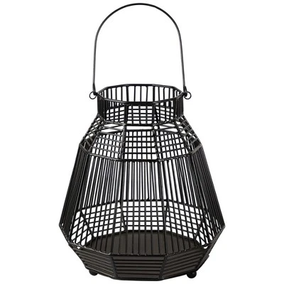 Northlight Large Geometric Iron Hurricane Candle Lantern - 11.25" - Black 8 Northlight Large Geometric Iron Hurricane Candle Lantern - 11.25" - Black - Image 6