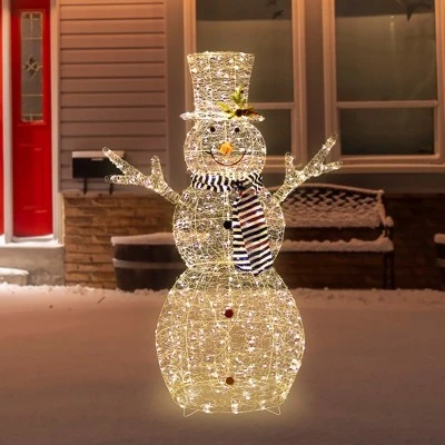 Northlight 48" LED Lighted Silver Mesh Snowman Outdoor Twinkling Christmas Decoration 3 Northlight 48" LED Lighted Silver Mesh Snowman Outdoor Twinkling Christmas Decoration