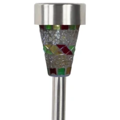 Northlight Set Of 3 Red Mosaic Stained Glass Solar Powered LED Pathway Markers, 15.5" -Northlight GUEST 5525d6d0 851d 4962 b914 69118fd274e4