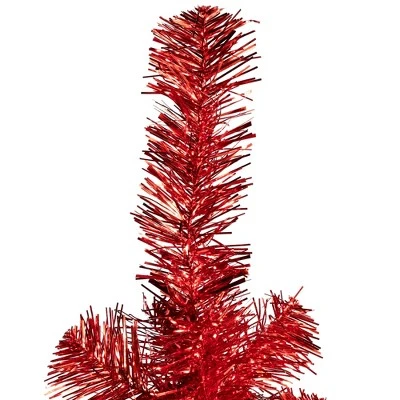 Northlight Artificial Tinsel Christmas Tree - 4' - Red - Unlit 6 Northlight Artificial Tinsel Christmas Tree - 4' - Red - Unlit - Image 4