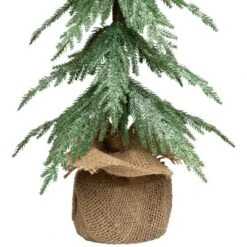 Northlight Mini Icy Pine Christmas Tree In Burlap Base - 24" - Unlit -Northlight GUEST 56c143d4 1f3d 4f45 8b63 9b77565a2e00