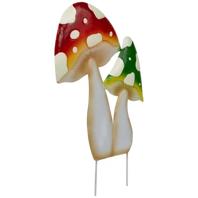 Northlight Double Mushrooms Outdoor Garden Stake - 16" - Red And Green 5 Northlight Double Mushrooms Outdoor Garden Stake - 16" - Red And Green - Image 3